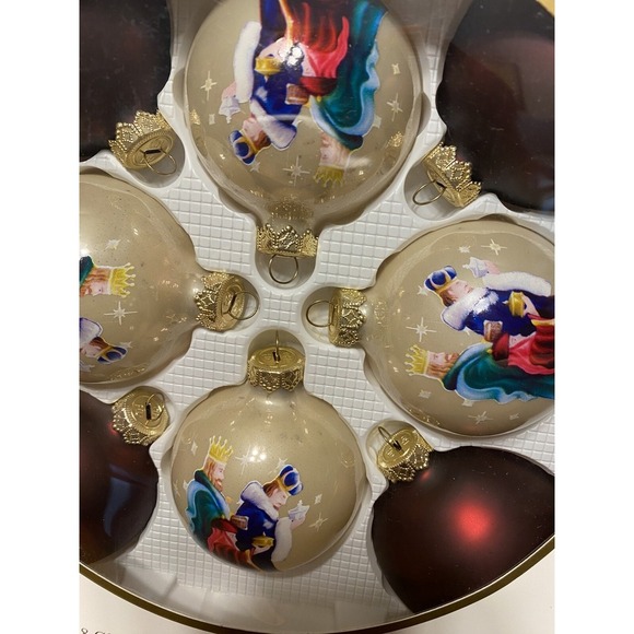 Sparkling Creations Glass Ornaments Wise Men Set Of 8. Vintage Christmas Bulbs - Picture 2 of 3